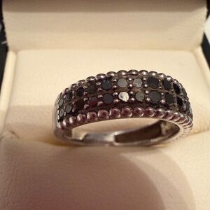 Black Pave’ Black Stone Band Ring
